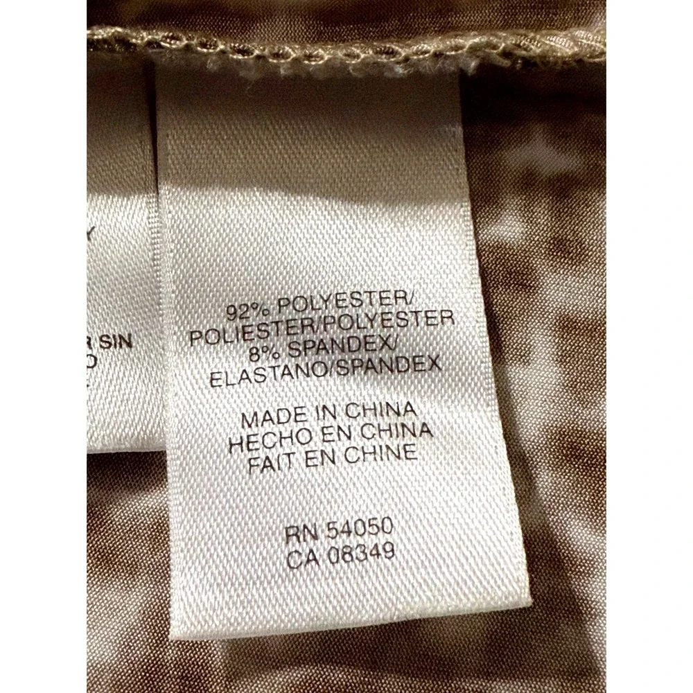 Jones New York Collection Brown Abstract Surplice V-Neck Ruched Top Small